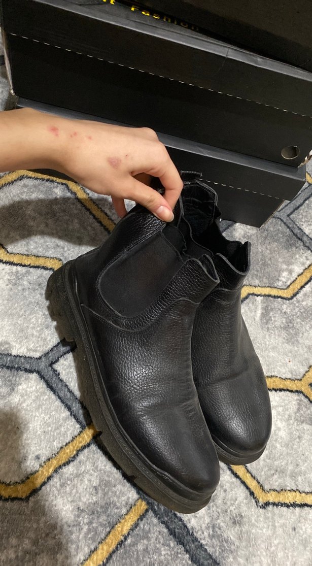 Erkek Siyah Deri bot - Görsel 2