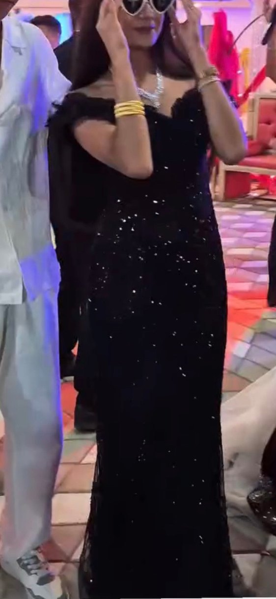 Boncuk , payet İşlemeli Siyah Uzun Abiye Elbise - Görsel 2