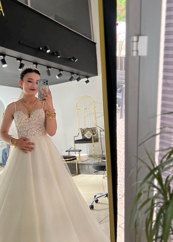 Gelinlik Straplez Midi A-Line Beyaz Gelinlik