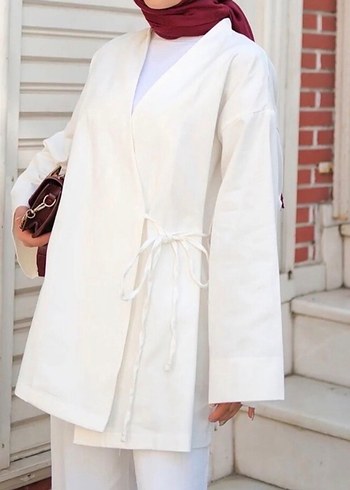 Beyaz Pamuklu Kimono - Görsel 2