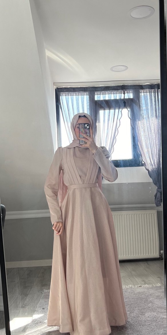 Pudra pembe tesettür abiye - Görsel 2