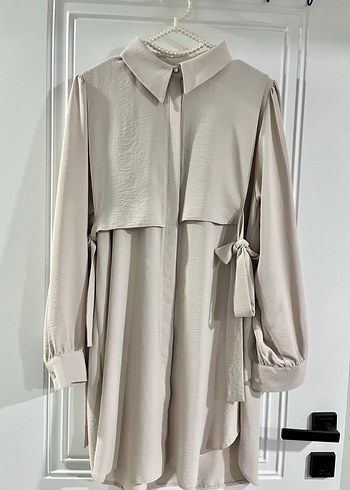 Bej gömlek tunik - Görsel 2