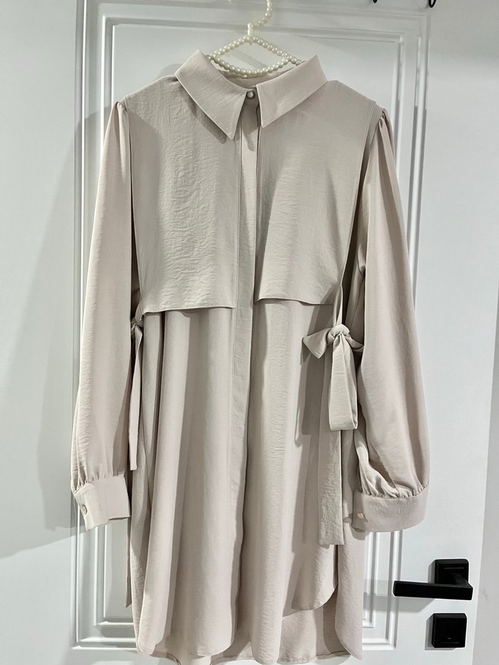 Bej gömlek tunik - Görsel 2