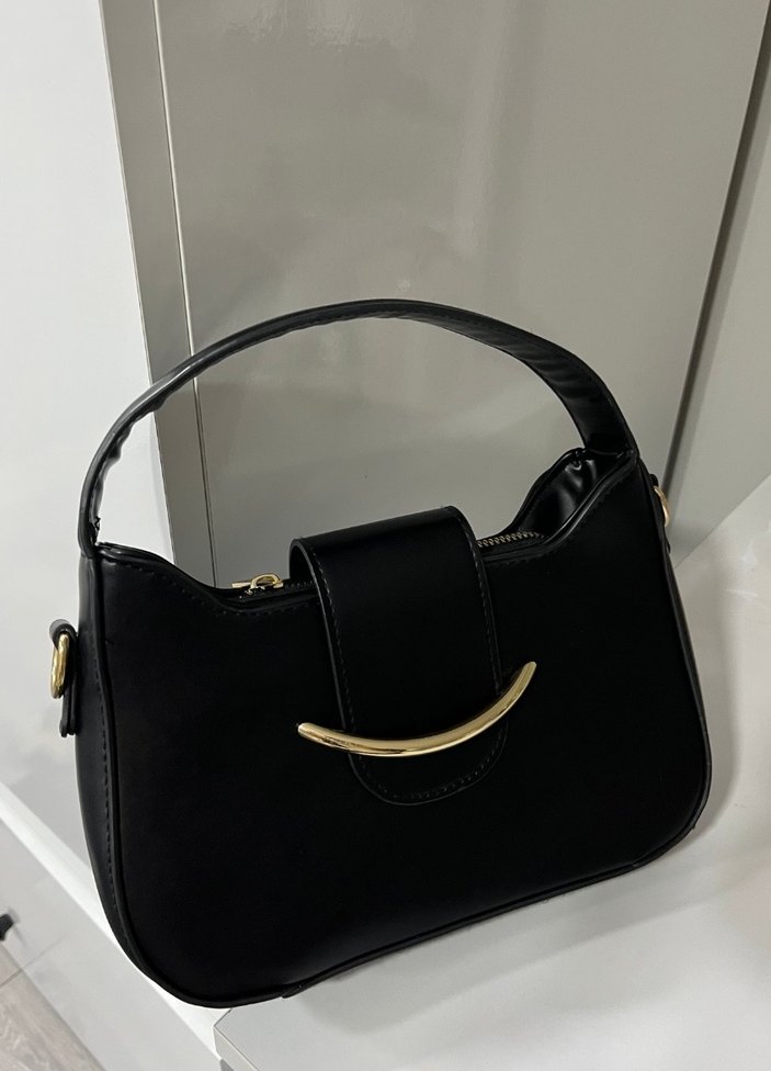 Klasik Siyah Deri Çanta - Görsel 2