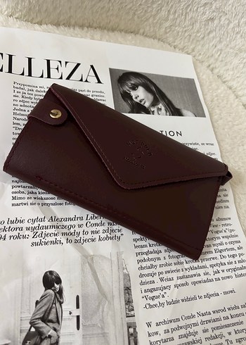 Bordo Deri Kadın Clutch Cüzdan