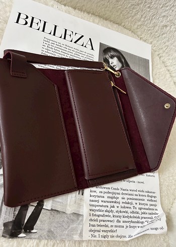 Diğer Bordo Deri Kadın Clutch Cüzdan