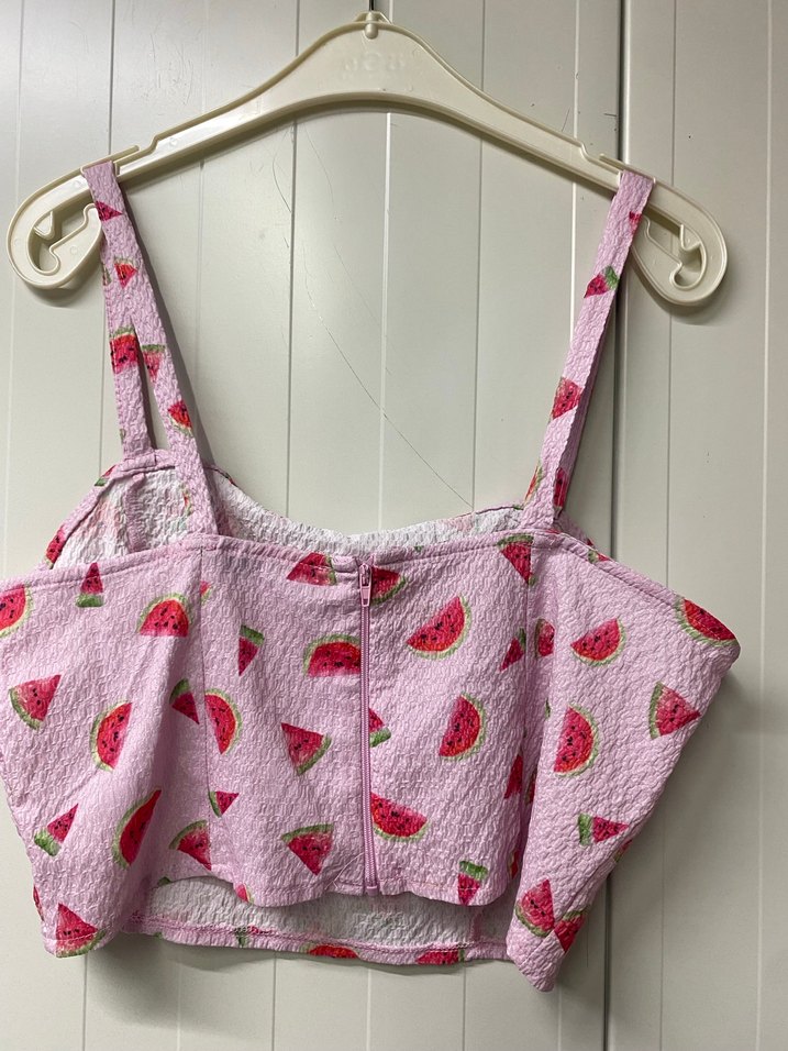 Karpuz Desenli Pembe  Askılı Bluz - Görsel 3