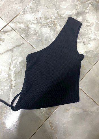 Siyah Tek Omuzlu Kadın Triko bady - Görsel 3