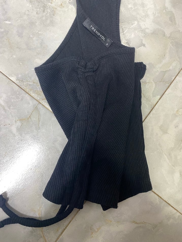 Siyah Tek Omuzlu Kadın Triko bady - Görsel 2