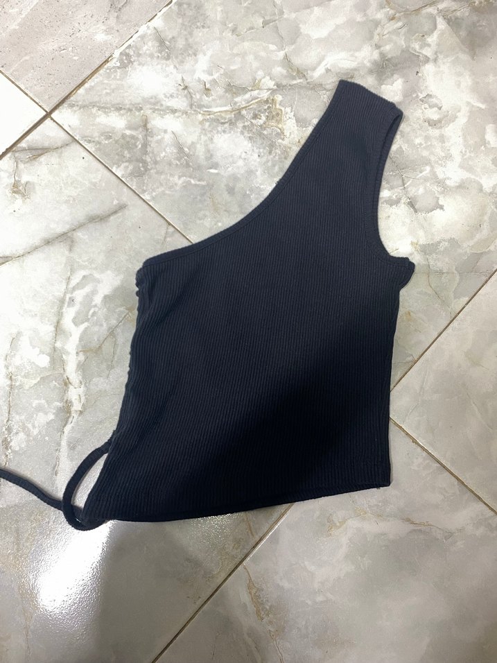 Siyah Tek Omuzlu Kadın Triko bady - Görsel 3