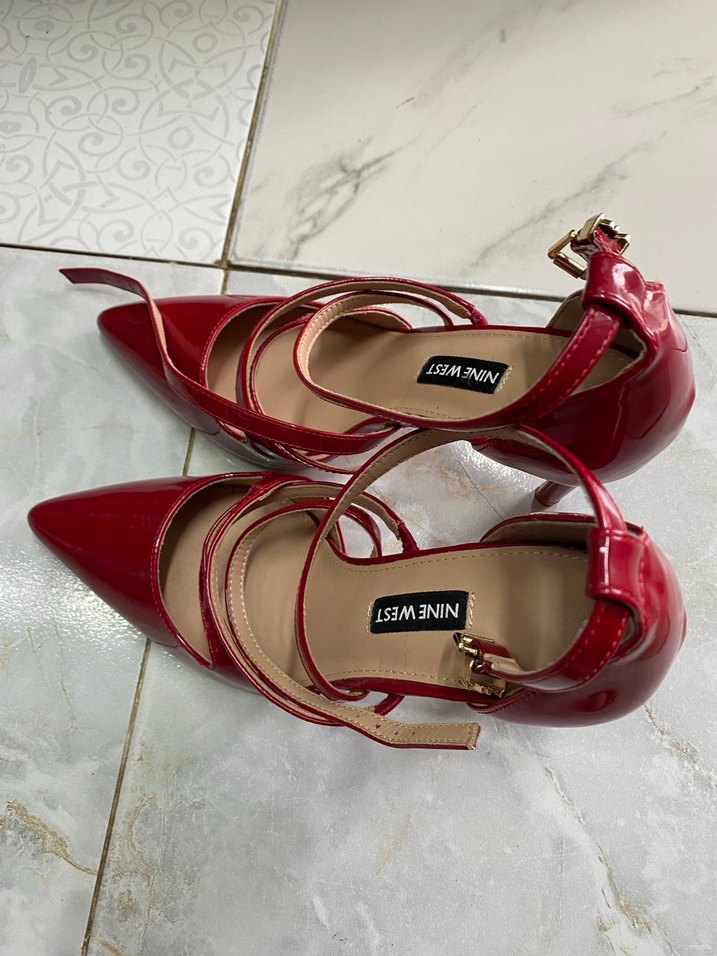 Kırmızı Rugan Tokalı Stiletto - Görsel 4