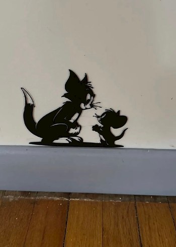 Siyah Kedi ve Fare Figürlü duvar resmi tom ve jerry - Görsel 3