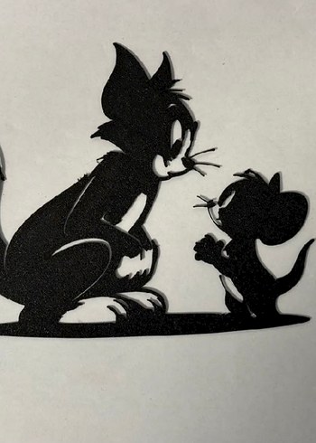 Siyah Kedi ve Fare Figürlü duvar resmi tom ve jerry - Görsel 2