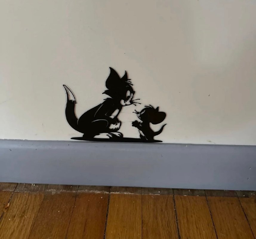 Siyah Kedi ve Fare Figürlü duvar resmi tom ve jerry - Görsel 3
