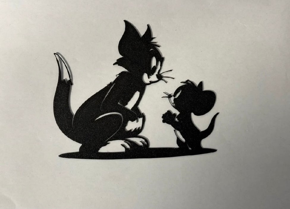 Siyah Kedi ve Fare Figürlü duvar resmi tom ve jerry - Görsel 2