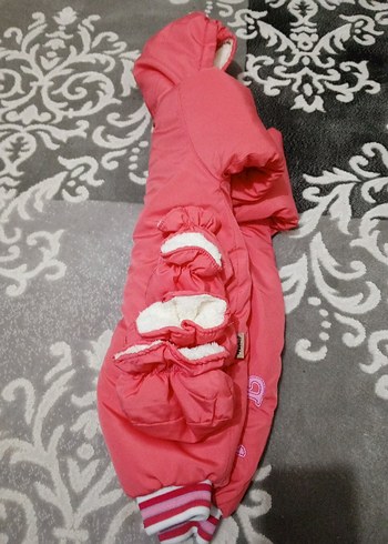 Kürklü Kapüşonlu Pembe Bebek Tulumu - Görsel 3