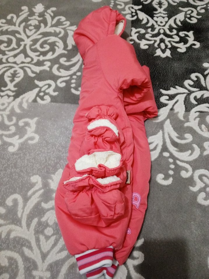 Kürklü Kapüşonlu Pembe Bebek Tulumu - Görsel 3