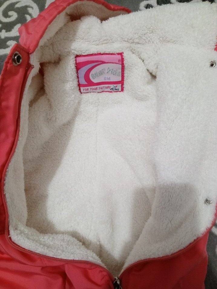 Kürklü Kapüşonlu Pembe Bebek Tulumu - Görsel 2