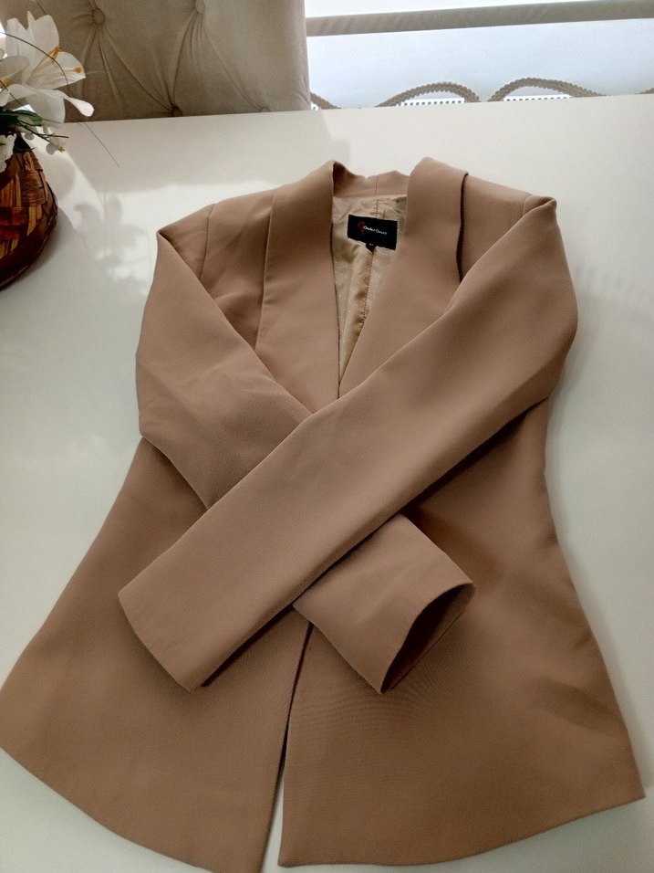 Bej Düğmeli Kadın Blazer Ceket - Görsel 5