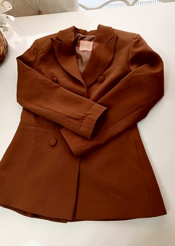 Düğmeli Kahverengi Kadın Blazer Ceket