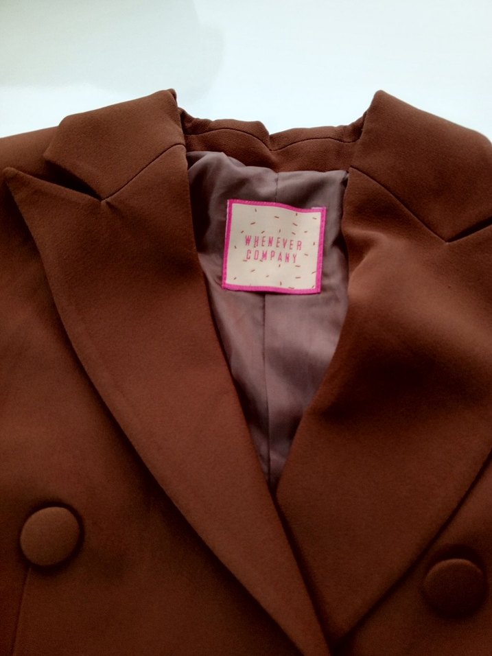 Düğmeli Kahverengi Kadın Blazer Ceket - Görsel 2