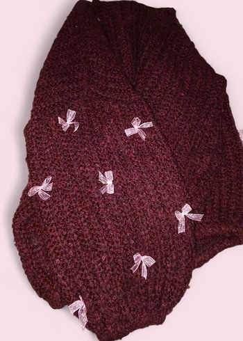 Bordo Kız Çocuk Örgü Hırka - Görsel 2