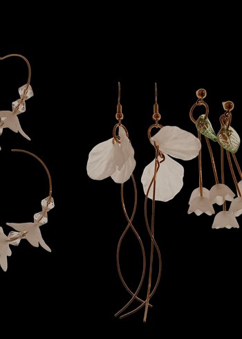 Bej İşlemeli Boncuklu Mini Bohem Küpeler - Görsel 3