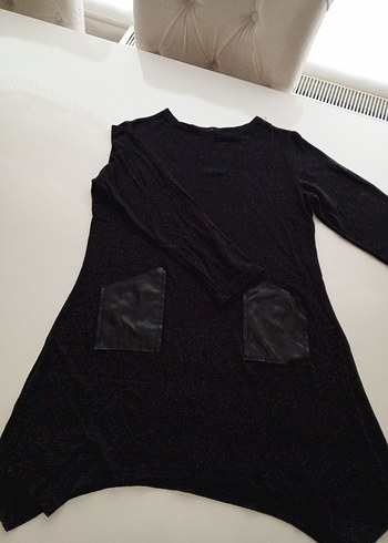 Düğmeli Siyah Uzun Kollu Kadın Tunik - Görsel 2