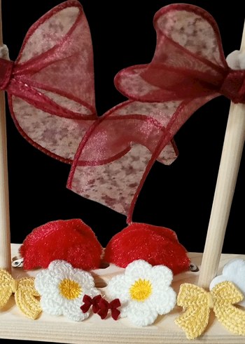 El Yapımı Mavi Çiçekli Dekoratif Ahşap Stand - Görsel 2