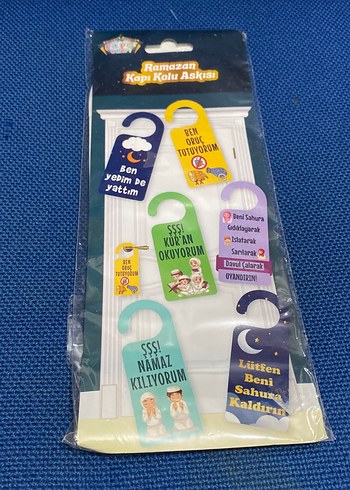 Mavi Parlak Baskılı Plastik Kapı Askısı - Görsel 2