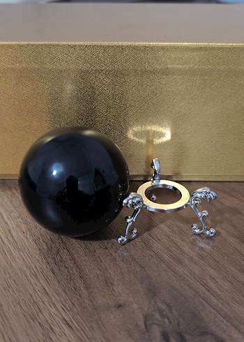 obsidyen dogal taş 5 cm çapinda sehpalı özel ürün - Görsel 7