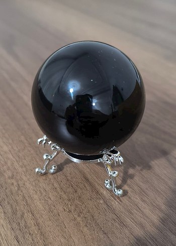 obsidyen dogal taş 5 cm çapinda sehpalı özel ürün - Görsel 8
