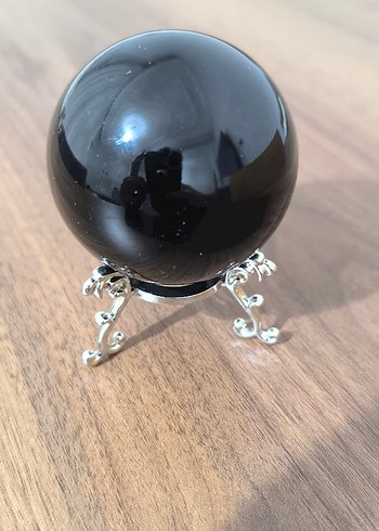 obsidyen dogal taş 5 cm çapinda sehpalı özel ürün - Görsel 9
