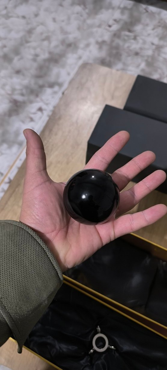 obsidyen dogal taş 5 cm çapinda sehpalı özel ürün - Görsel 3