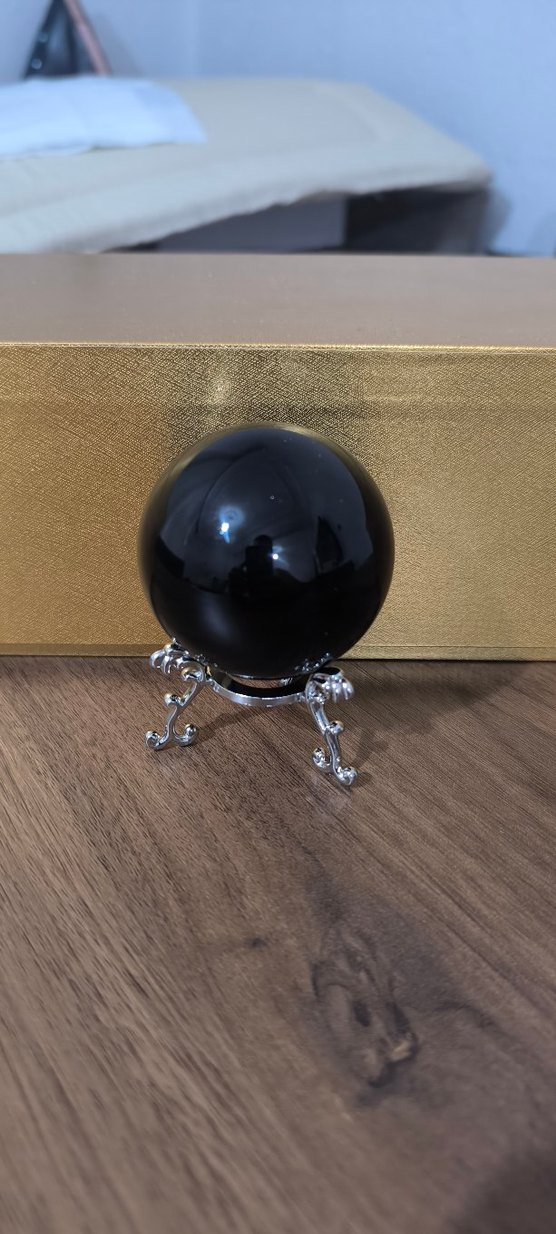 obsidyen dogal taş 5 cm çapinda sehpalı özel ürün - Görsel 2