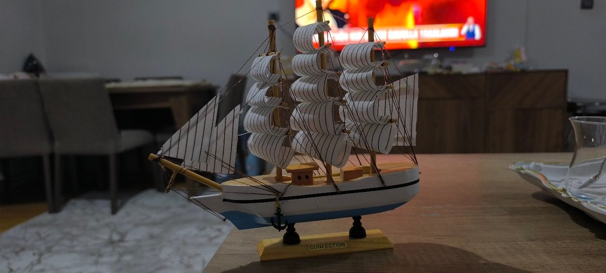 Beyaz Yelkenli Gemi Figürünü - Görsel 3