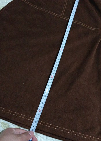 SÜET KAHVERENGİ MİNİ SIRT DEKOLTELİ ELBİSE - Görsel 10