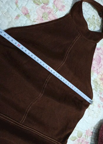 SÜET KAHVERENGİ MİNİ SIRT DEKOLTELİ ELBİSE - Görsel 11