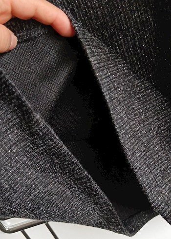 Desenli Gri Uzun Kollu Triko Elbise - Görsel 8