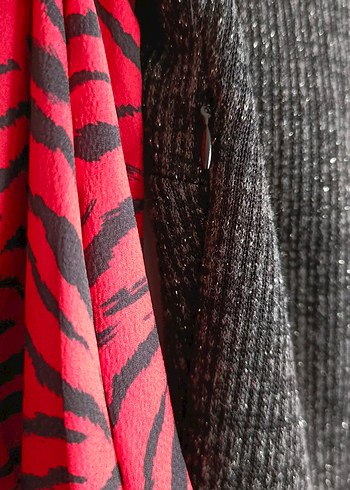 Desenli Gri Uzun Kollu Triko Elbise - Görsel 9