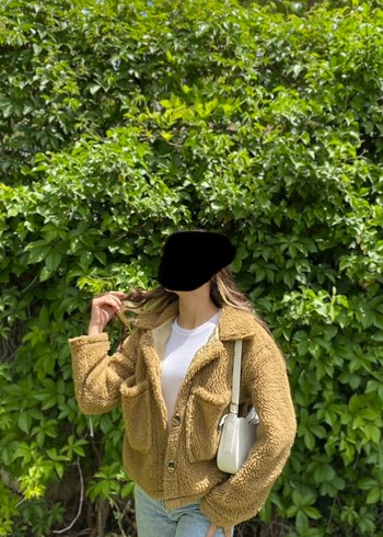 Kadın Bej Kürklü Oversize Mont