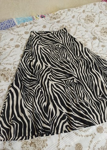 Zebra Desenli Midi Kadın Etek