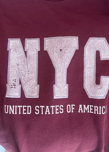 l Beden bordo Renk Bordo Baskılı Salaş Sweatshirt