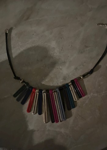 Çok Renkli Zincir Detaylı Midi Kadın Kolye - Görsel 2