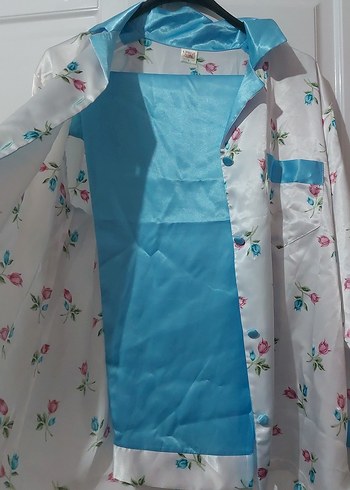 s Beden Çiçek Desenli Mavi Kadın Pijama Takımı S beden 1