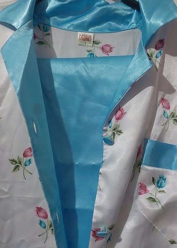 Diğer Çiçek Desenli Mavi Kadın Pijama Takımı S beden 1