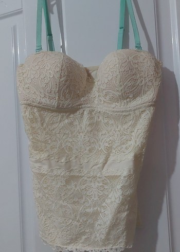 Beyaz Vintage Dantel Midi Sütyen