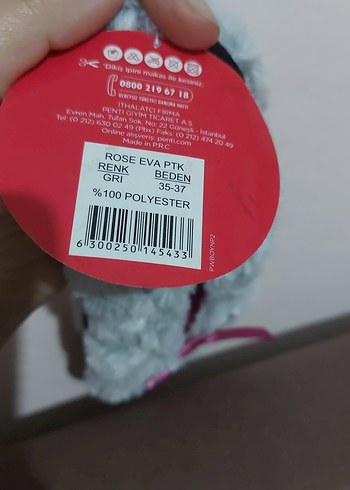 Gri Kadın Triko Yün Ev Terliği - Görsel 2