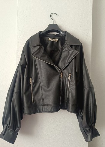 Siyah Kadın Biker Deri Ceket