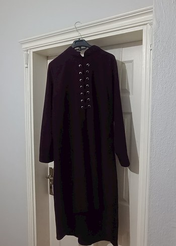 Düğmeli Bordo Uzun Kadın Tunik